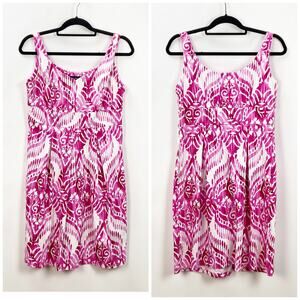 Perceptions New York 8 Womens Pink White Boho Print A-Line Tank Dress